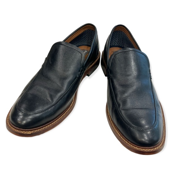 Aston Grey Shoes | Aston Grey Salkin Sleek Soft Smooth Leather Men's Slip on Stacked Loafer | Color: Black | Size: 9.5 | Southerngemco's Closet
